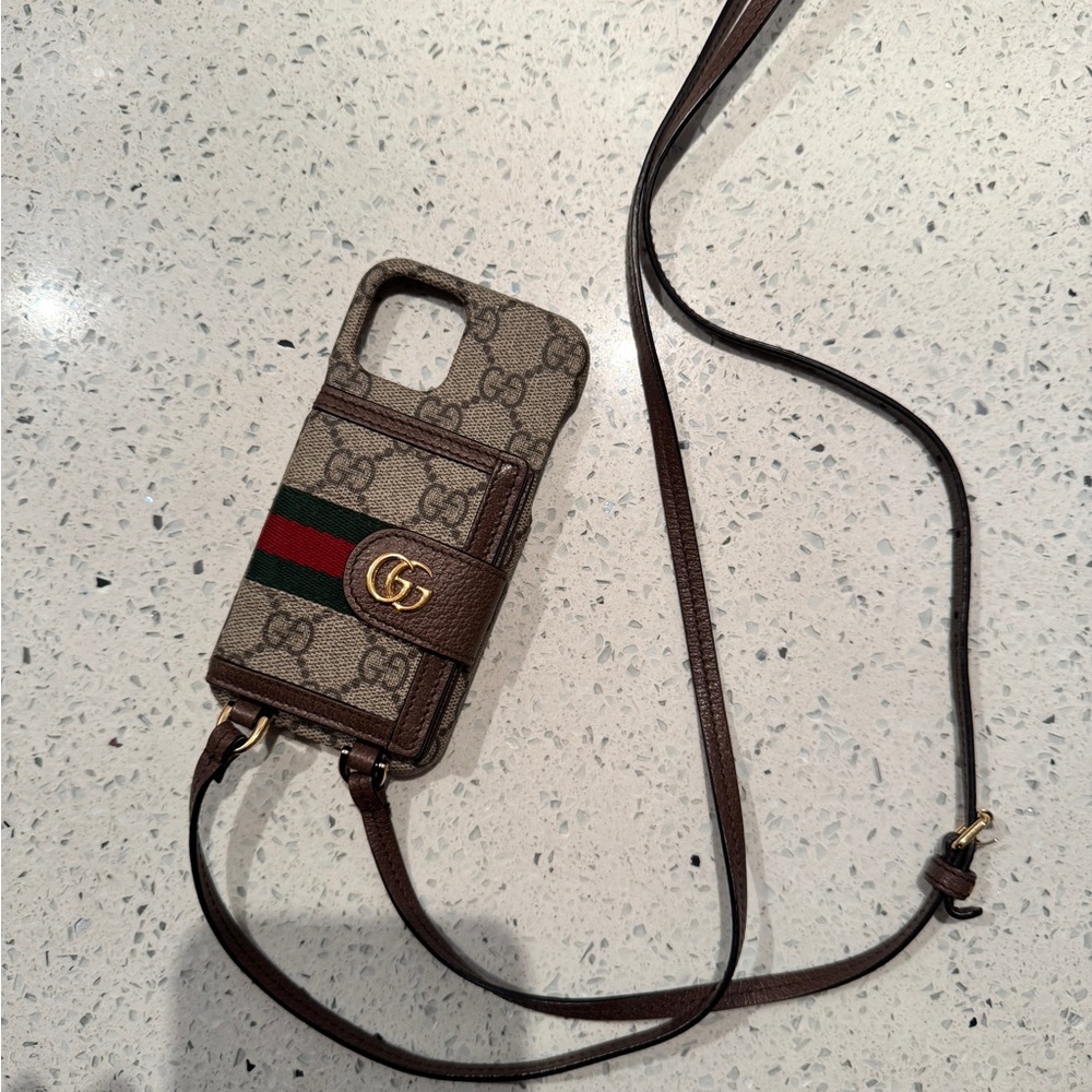 Gucci IPhone 12 Case with Cardholder and Strap